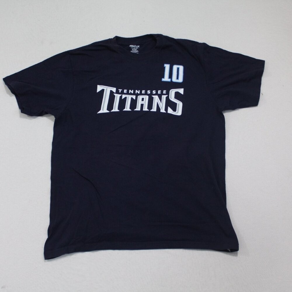 Reebok Men Blue Shirt Tenesse Titans Jake Locker 10 Size XL